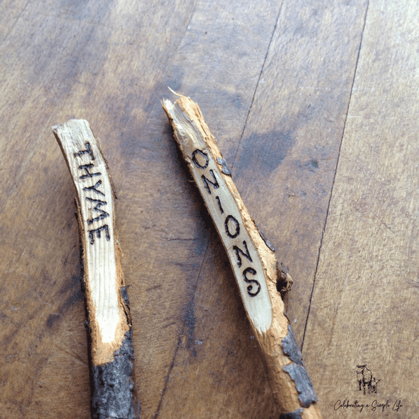 wood burned garden markers