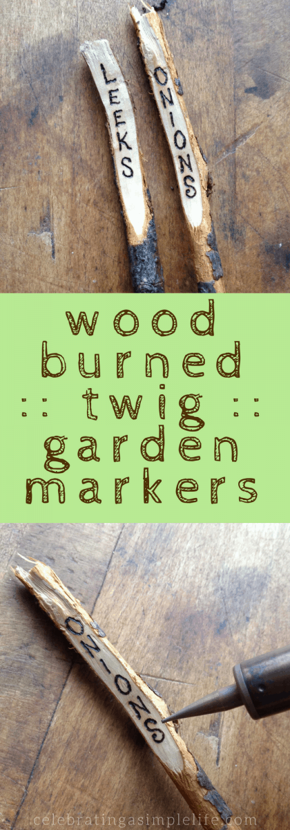 wood burned twig garden markers