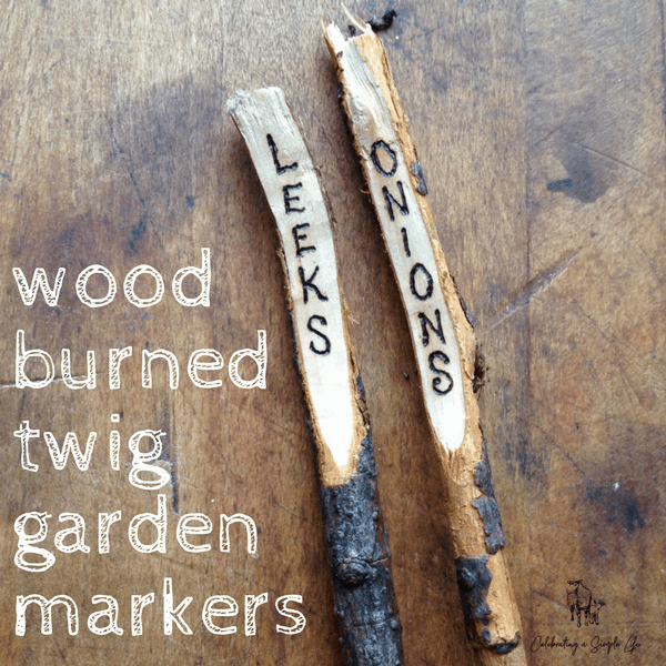 wood burned twig plant markers