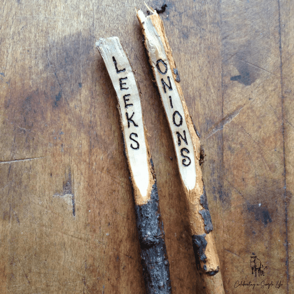 wood burned twig garden markers
