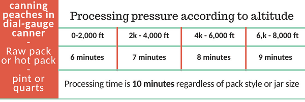 processing time for canning peaches in dial gauge canner