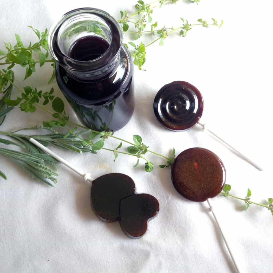 lollipops made with elderberry syrup