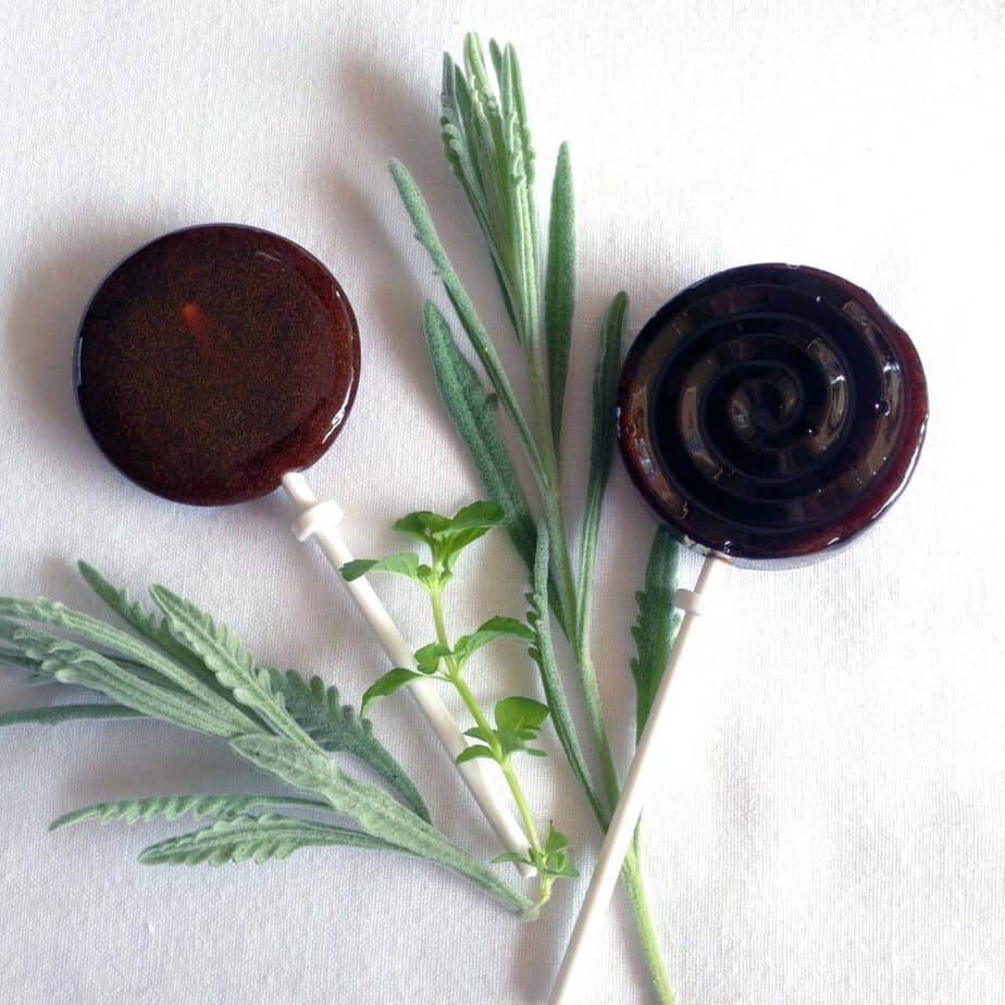 elderberry syrup lollipops with lavender and lemon balm