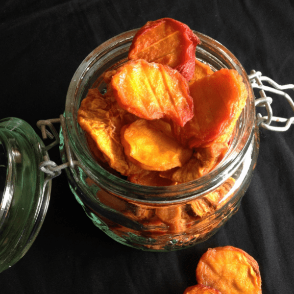 dried peaches in a jar