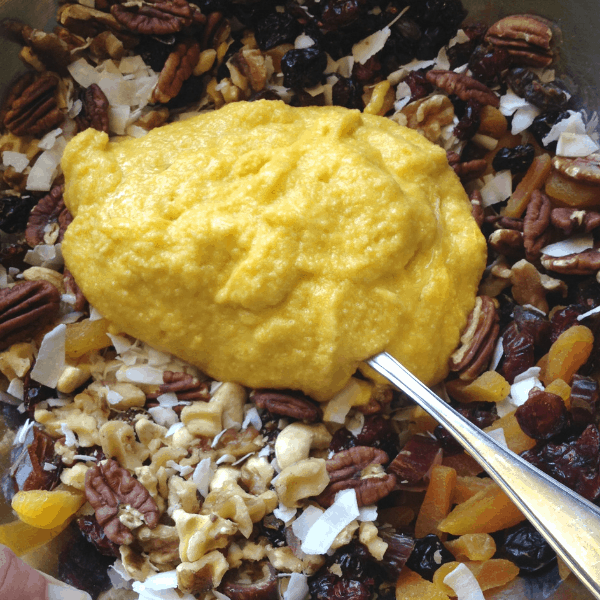 dried fruits and nuts with batter