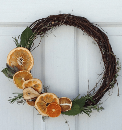 how to make a dried fruit and herb wreath