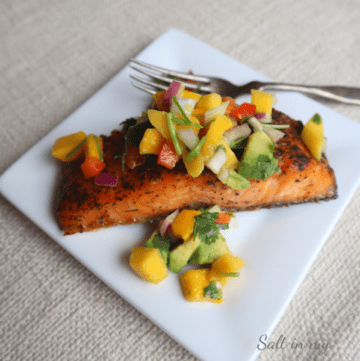 Grilled Salmon with Mango Lime Salsa - Salt in my Coffee
