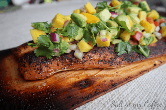 Grilled Salmon with Mango Lime Salsa - Salt in my Coffee