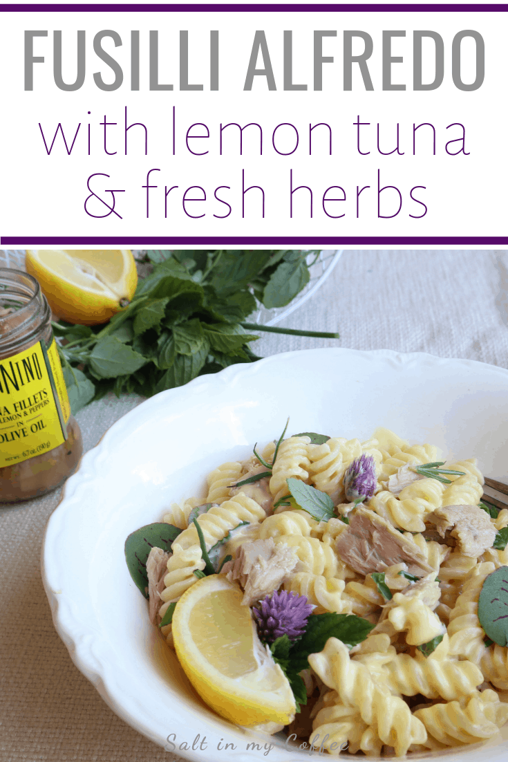 fusilli alfredo with lemon tuna and herbs #alfredo #tunarecipes 