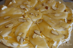 Honey and Almonds on Pear Slices for Pear Galette
