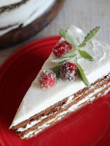 a slice of gingerbread cake