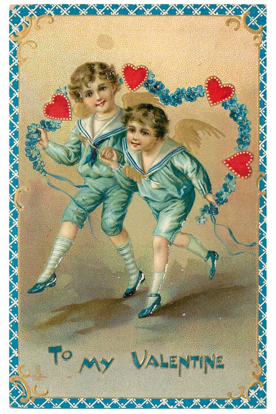 INSTANT DOWNLOAD, Vintage Valentine Cards, Valentine Children, Printable  Collage Sheet 