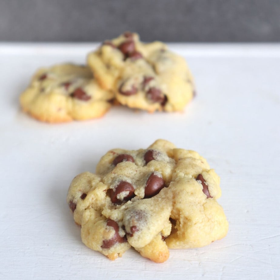Einkorn Chocolate Chip Cookies made with no baking soda or baking powder