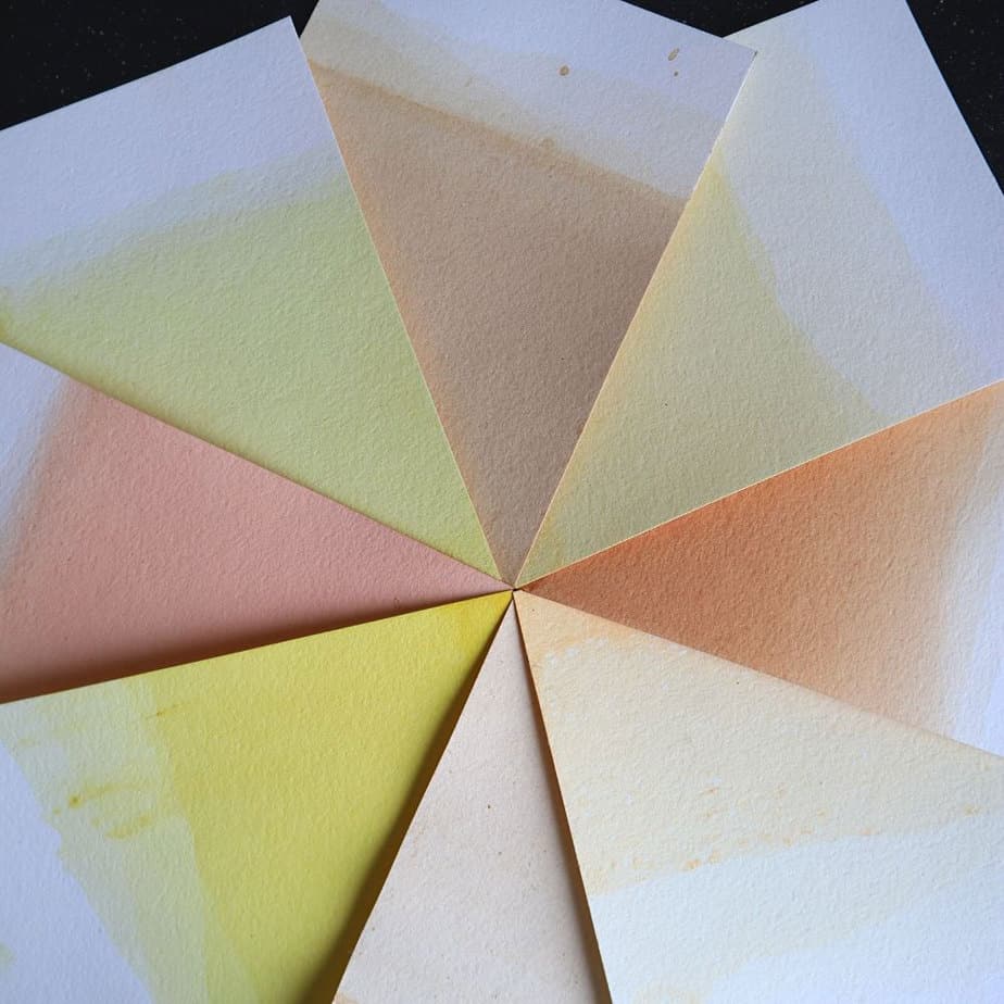 color wheel of plant dyed paper