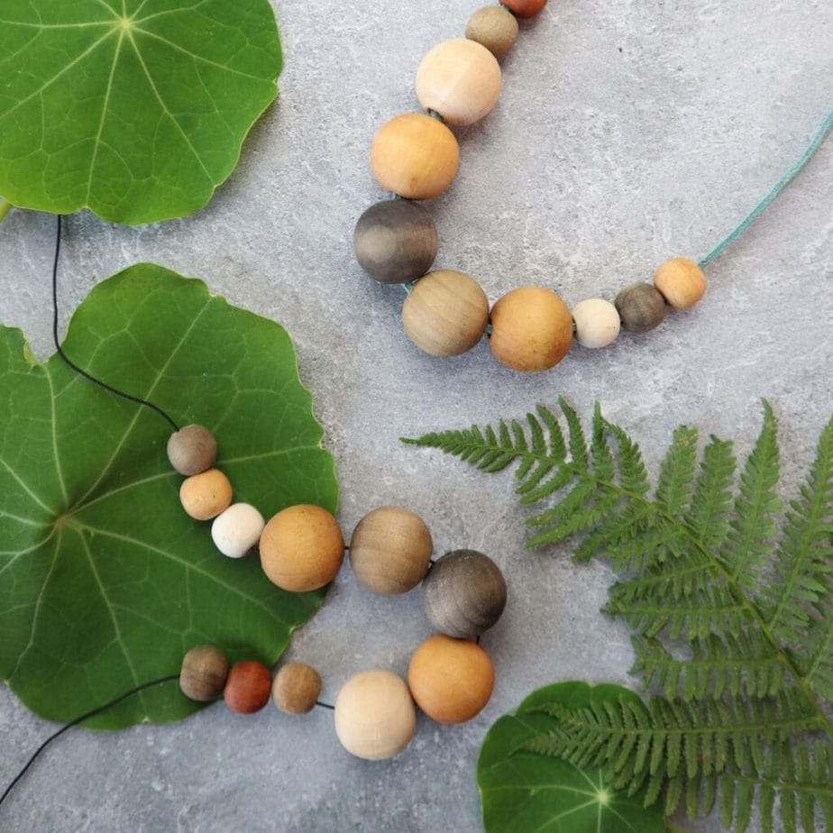 Fall Necklace Craft With Dyed Wooden Beads