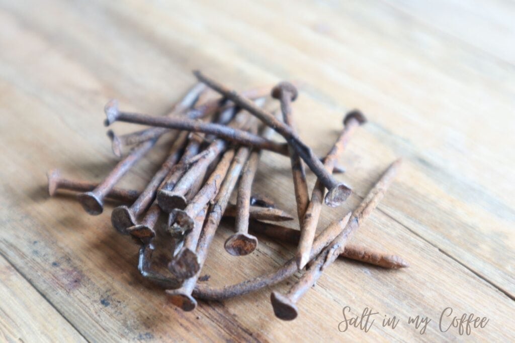 rusty nails for making an iron mordant