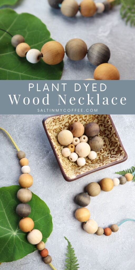 Handmade plant dyed wooden necklace - Salt in my Coffee