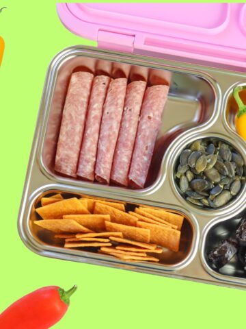 child's lunch packed in a bento box