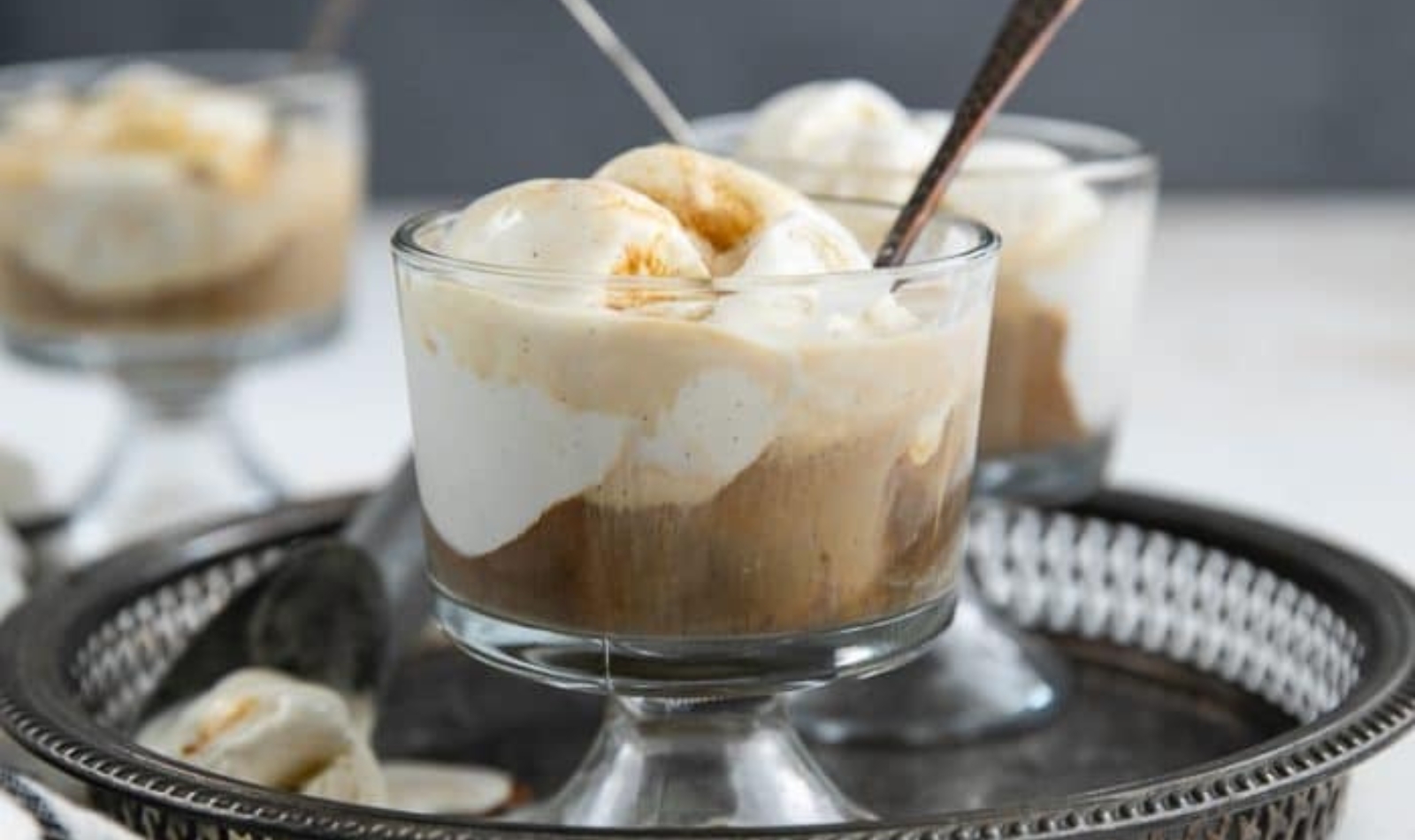 a serving glass full of affogato