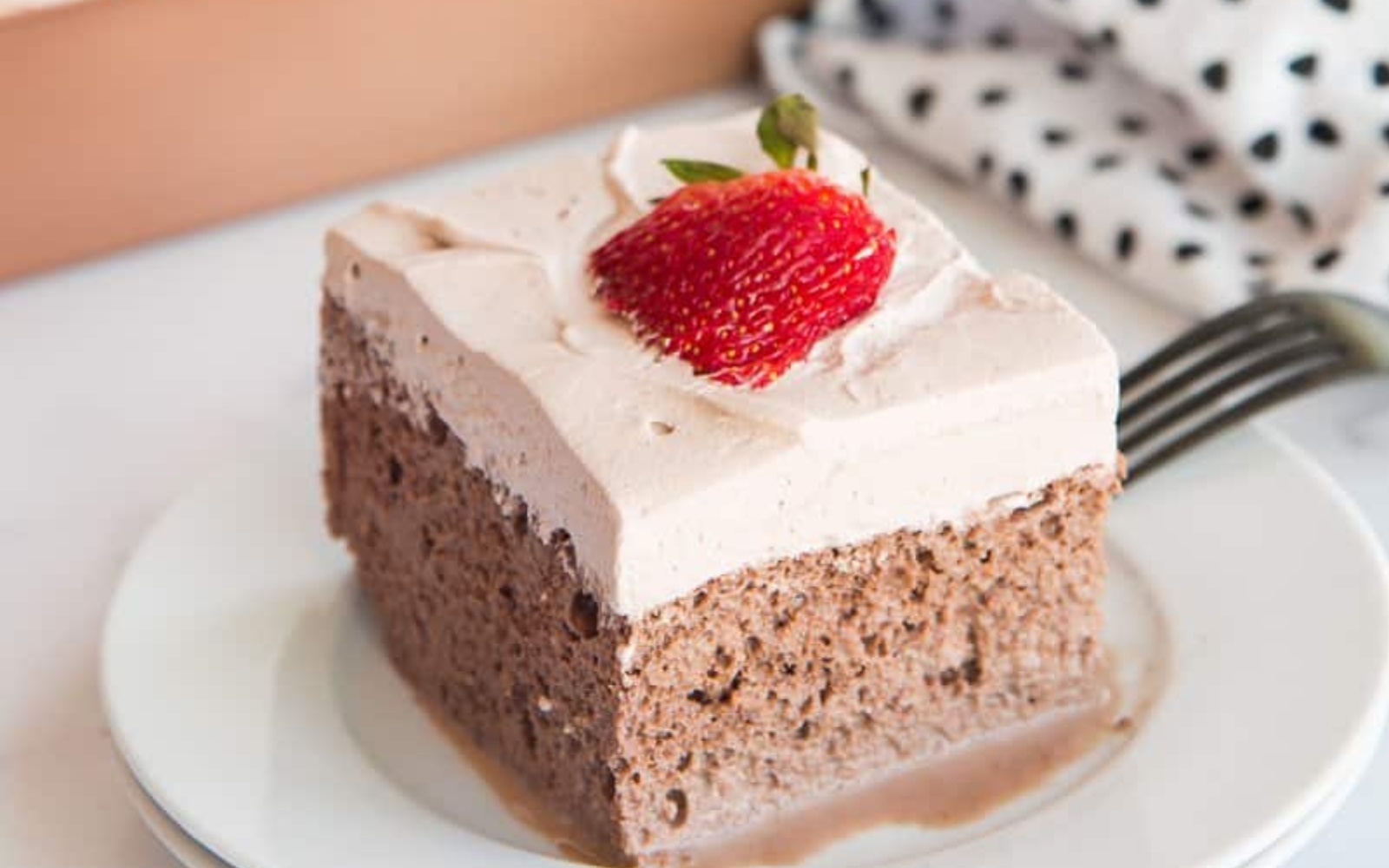 slice of chocolate tres leches cake