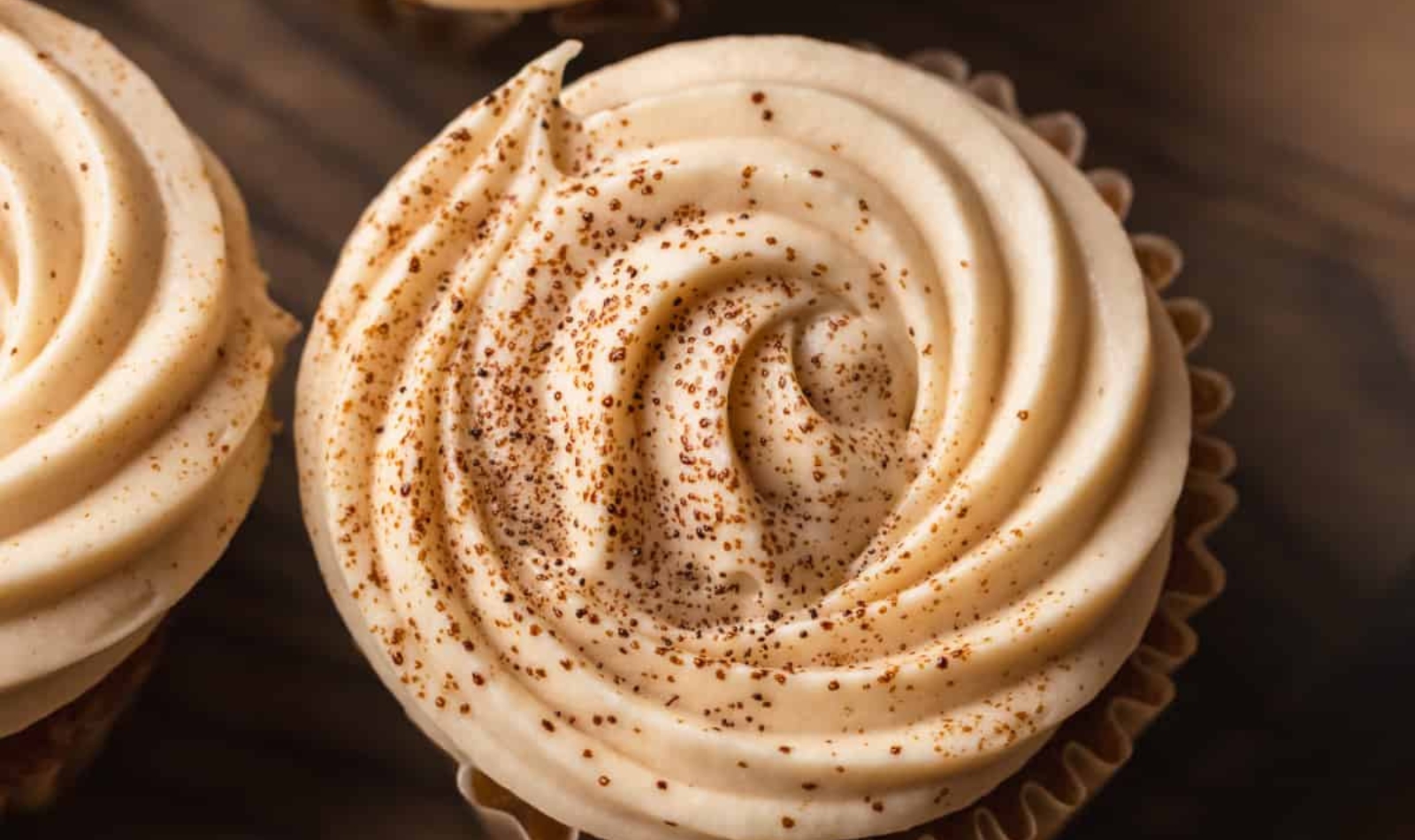 a coffee cupcake with coffee cream cheese frosting