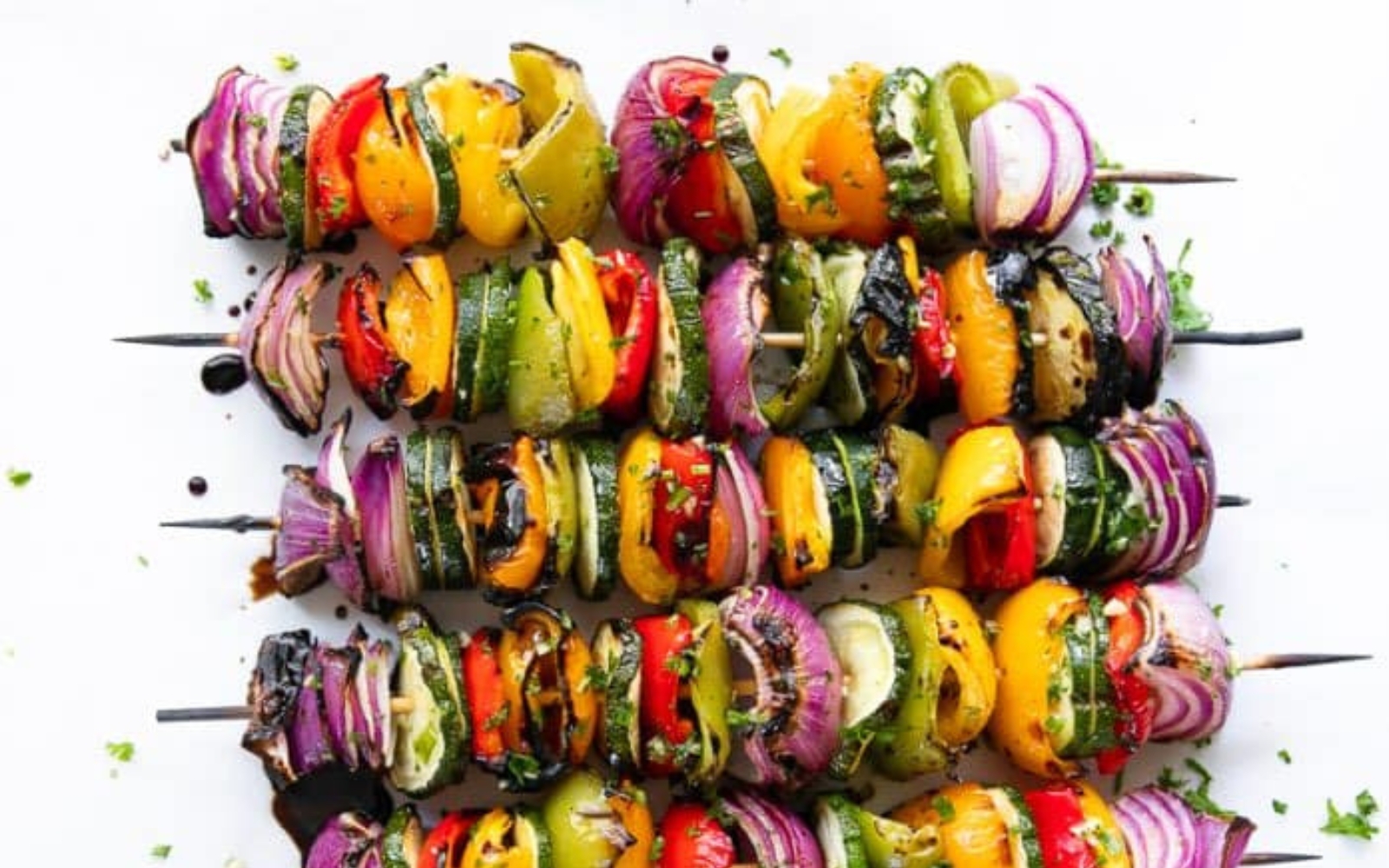 skewers filled with grilled vegetables