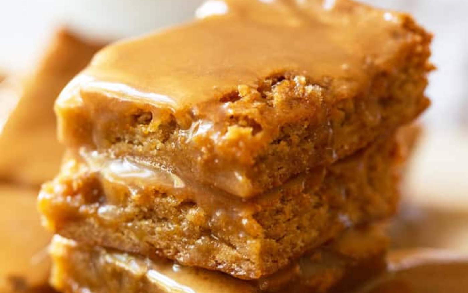 a stack of maple blondies