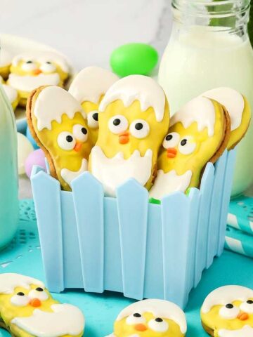 cutter butter cookies decorated to look like hatching chicks