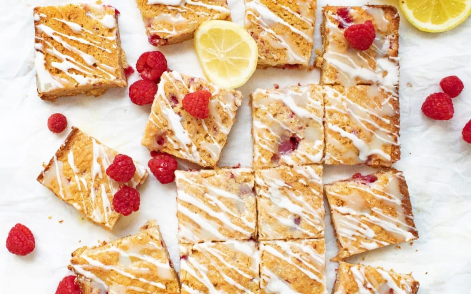 tray full of raspberry blondie squares