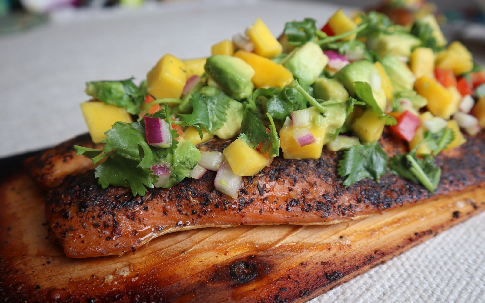 grilled salmon with mango salsa