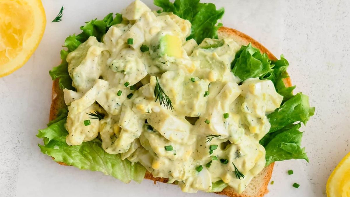 Egg salad with avocado on toast
