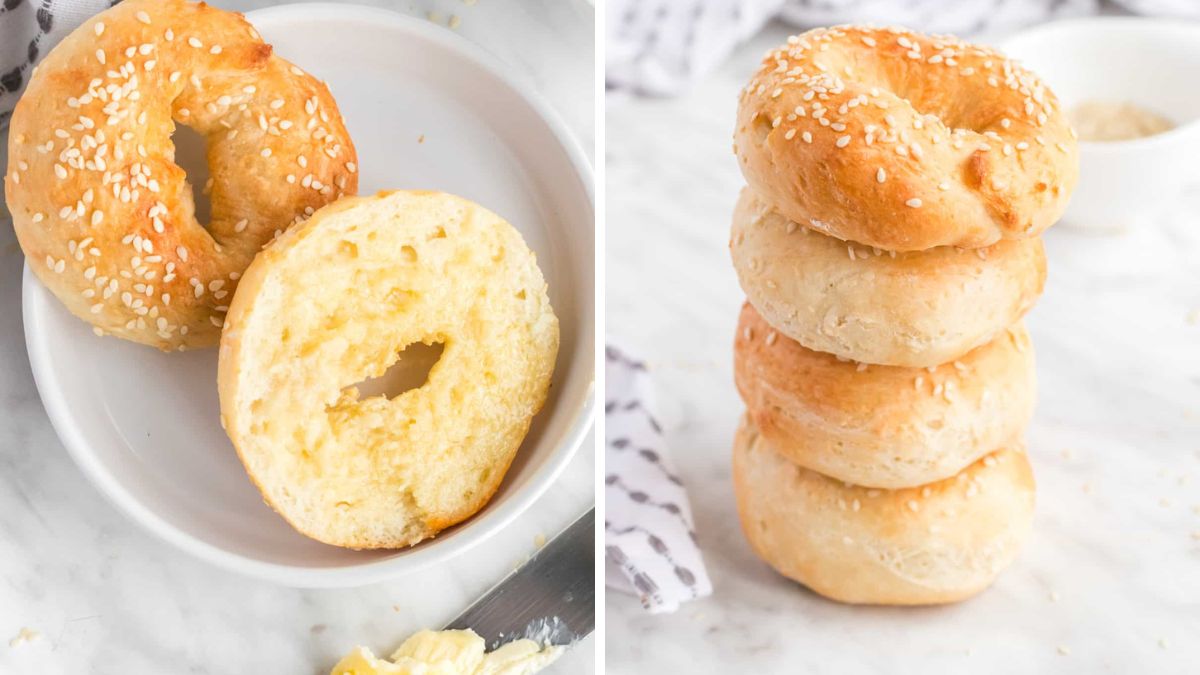 Bagels cooked in air fryer