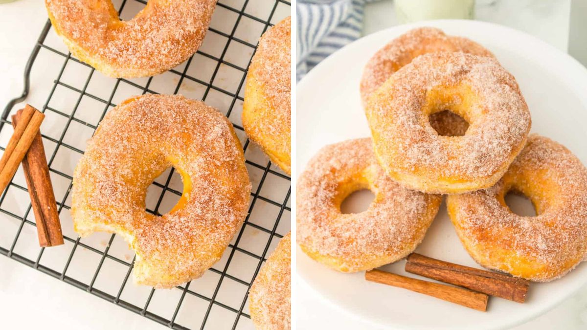 Air Fryer Donuts coated with sugar