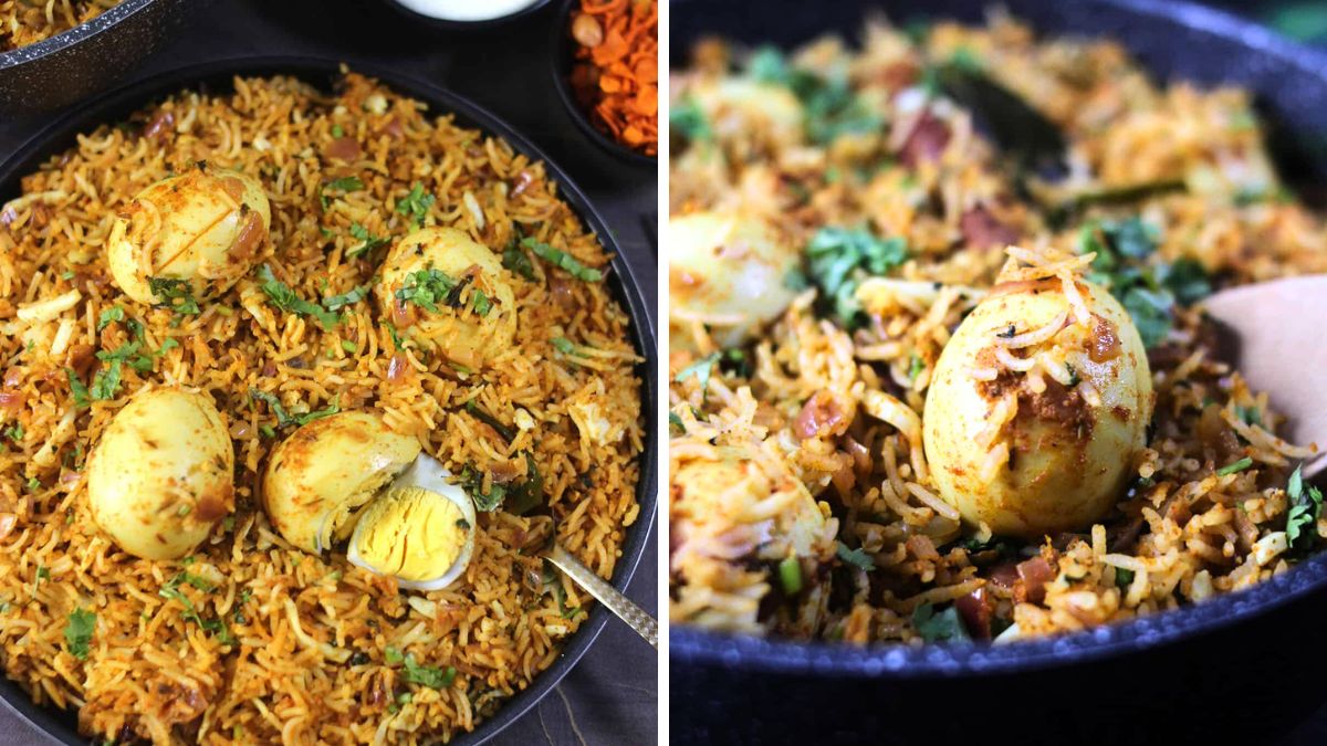 Pulao served with boiled eggs