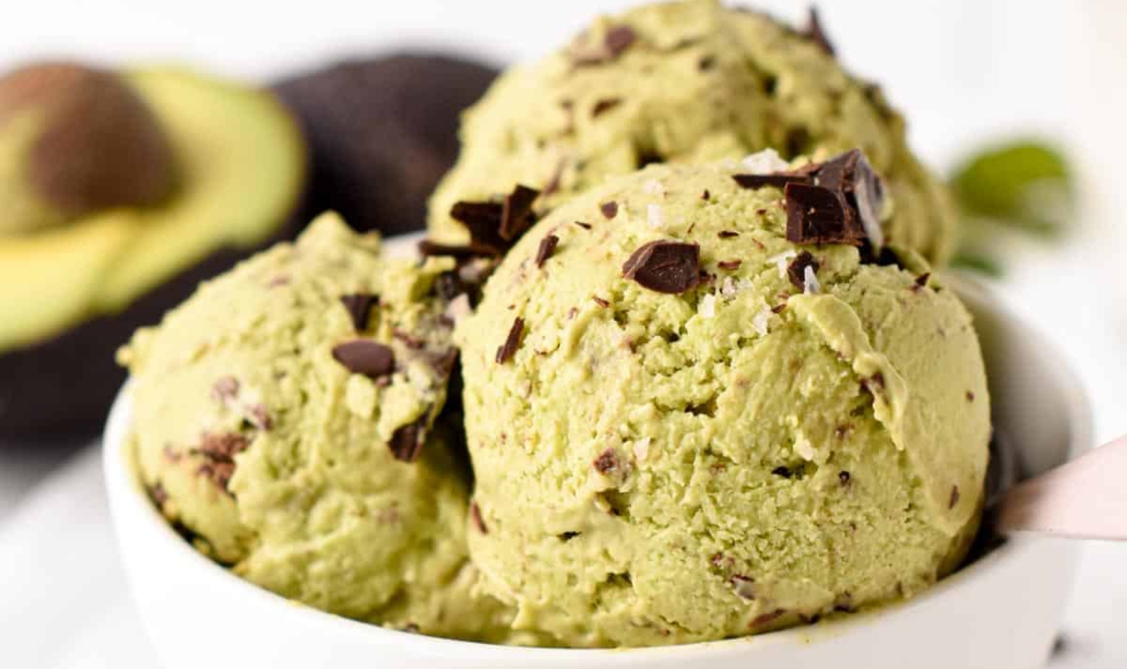 a bowl of avocado ice cream