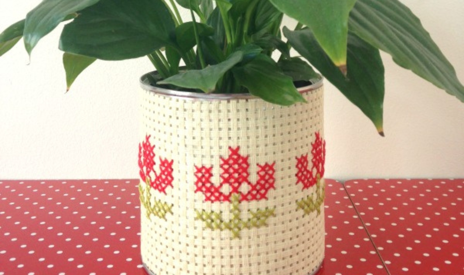 a cross stitch planter
