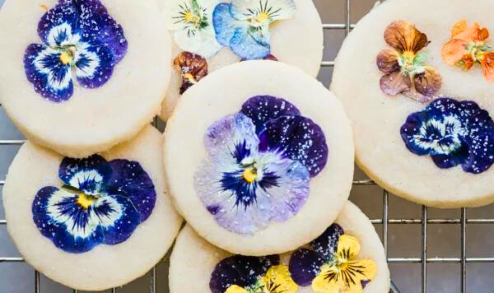 flower topped shortbread cookies
