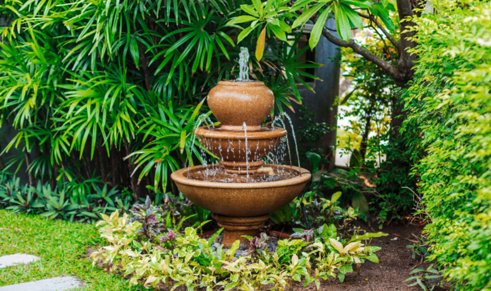 a garden fountain
