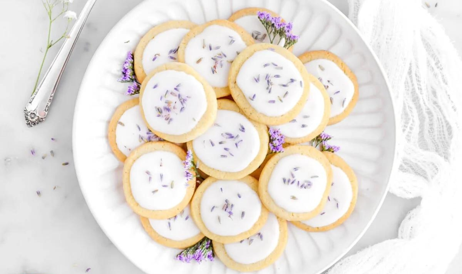 lavender cookies on a plate