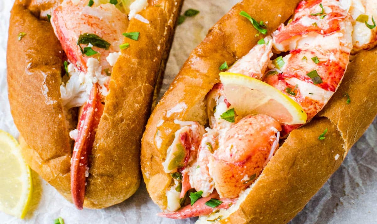 a pair of lobster rolls