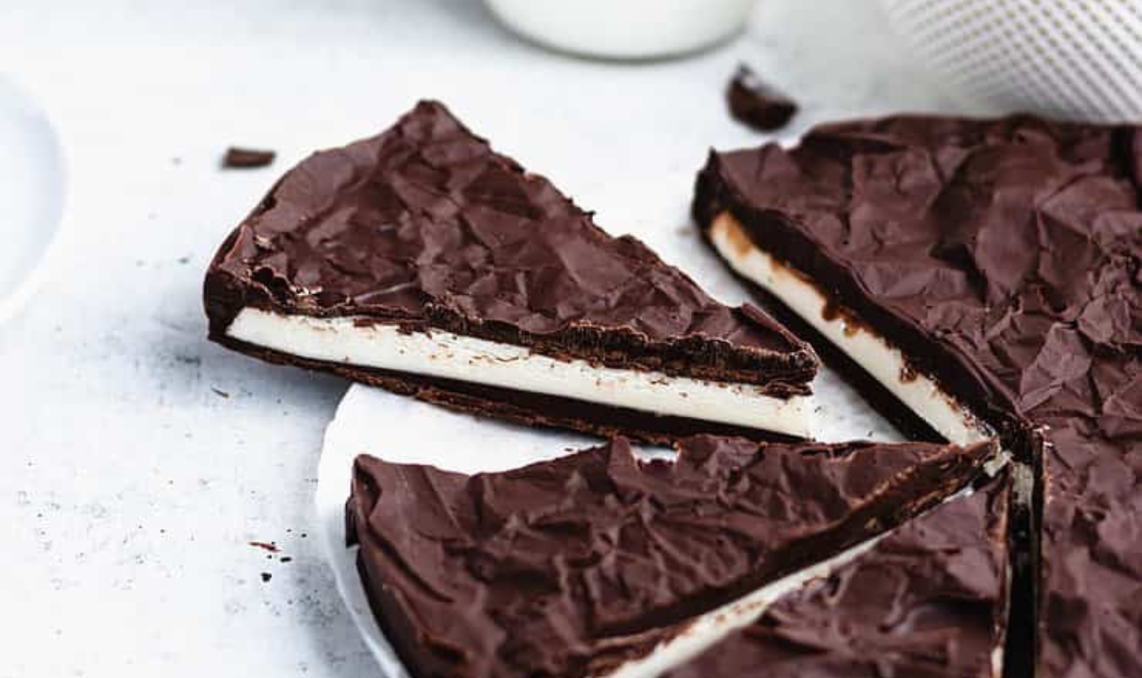 a giant peppermint patty cut in slices