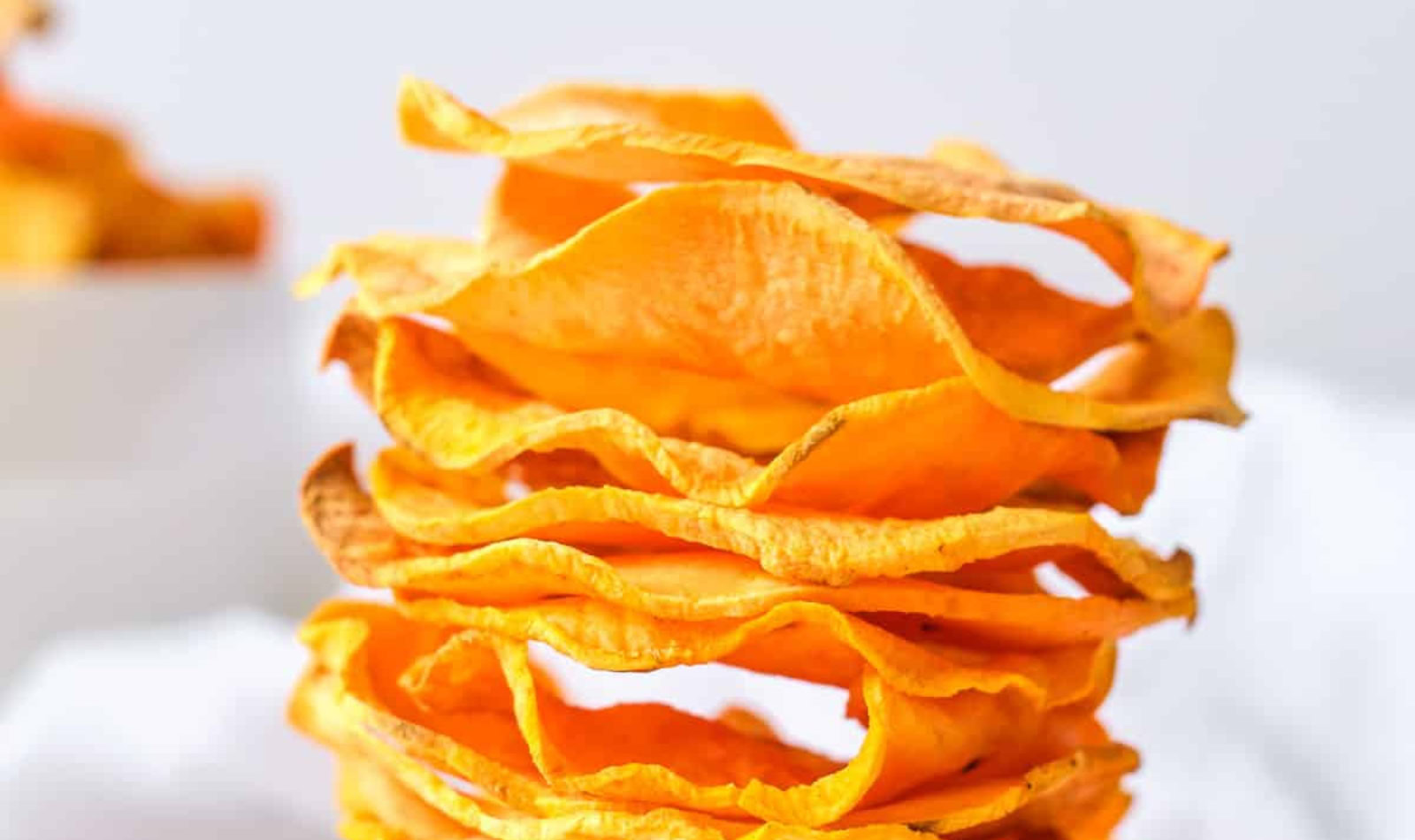 a stack of sweet potato chips