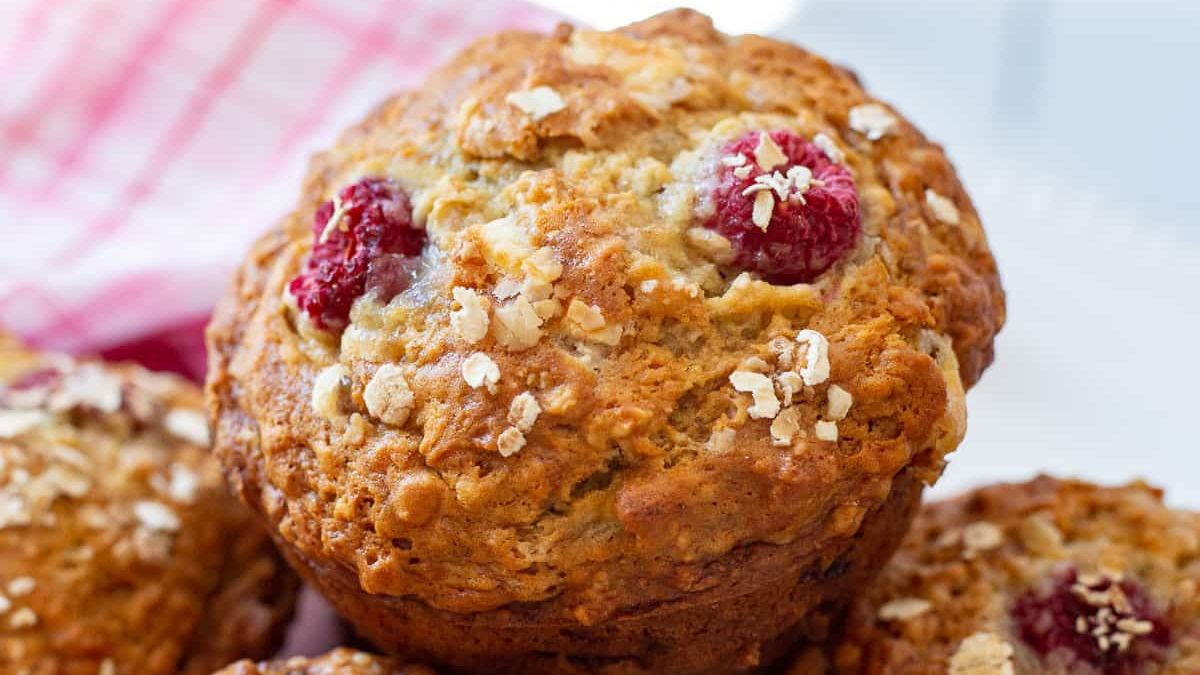 Raspberry and banana while chocolate muffins