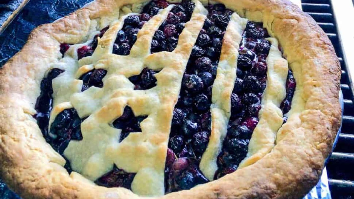Blueberry Pie with patriotic-style pastry