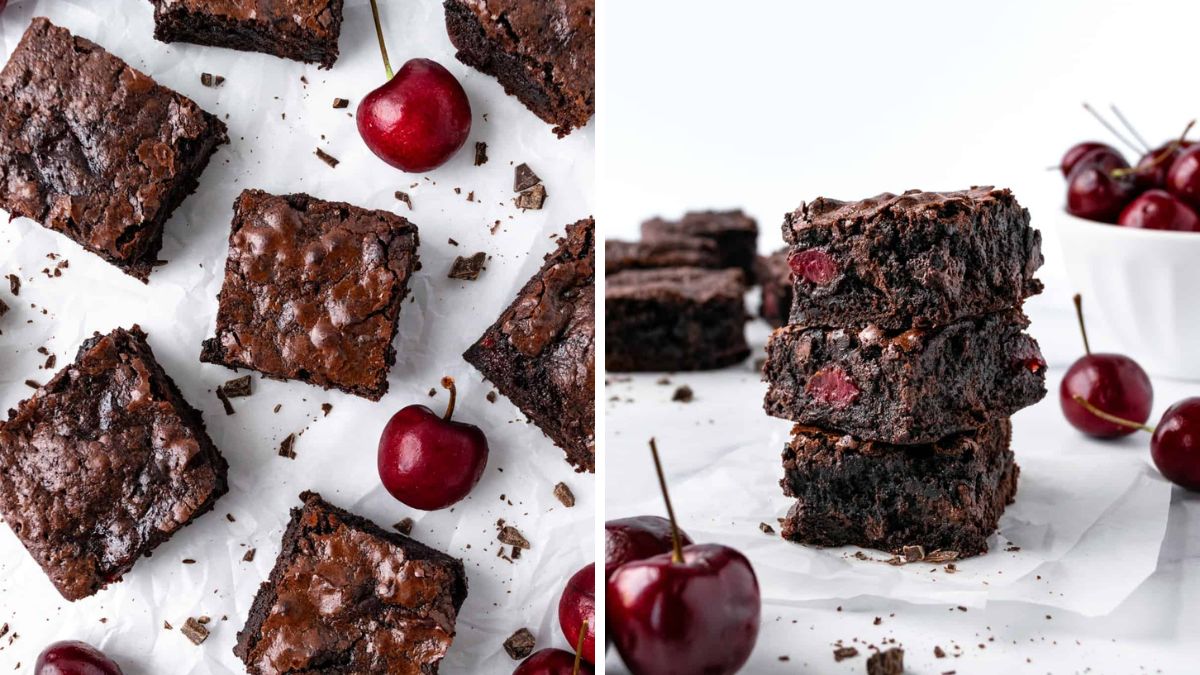 Cherry and chocolate brownie pieces