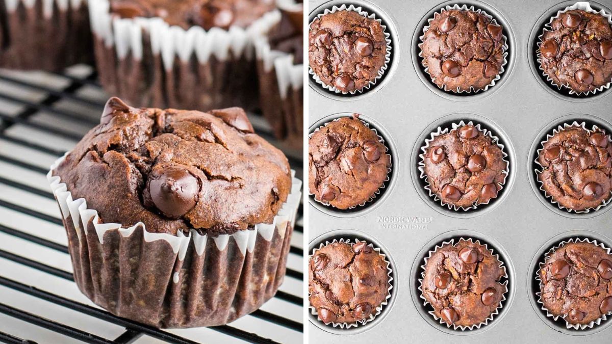 Chocolate and zucchini muffins