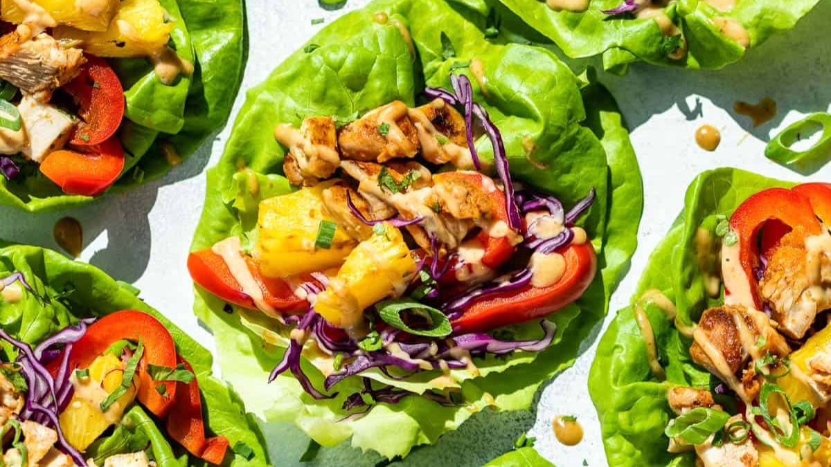 Lettuce wraps filled with Thai Chicken