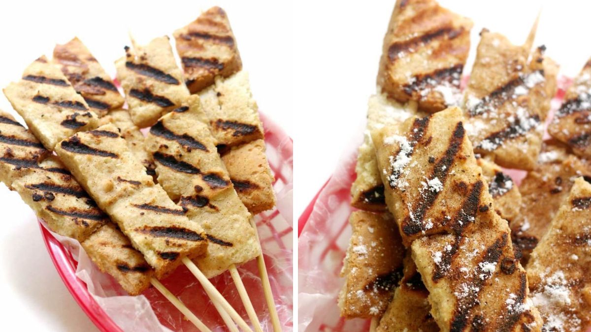 gluten-free grilled french toast on skewers