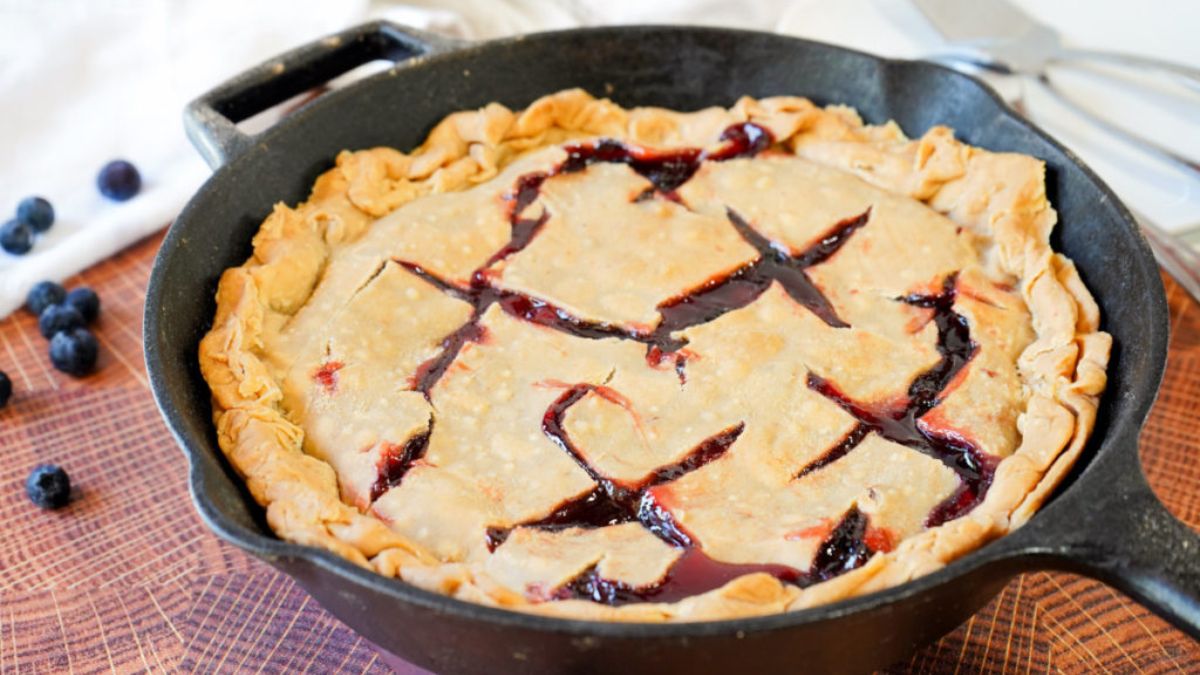 Smoked berry pie cooked on the grill