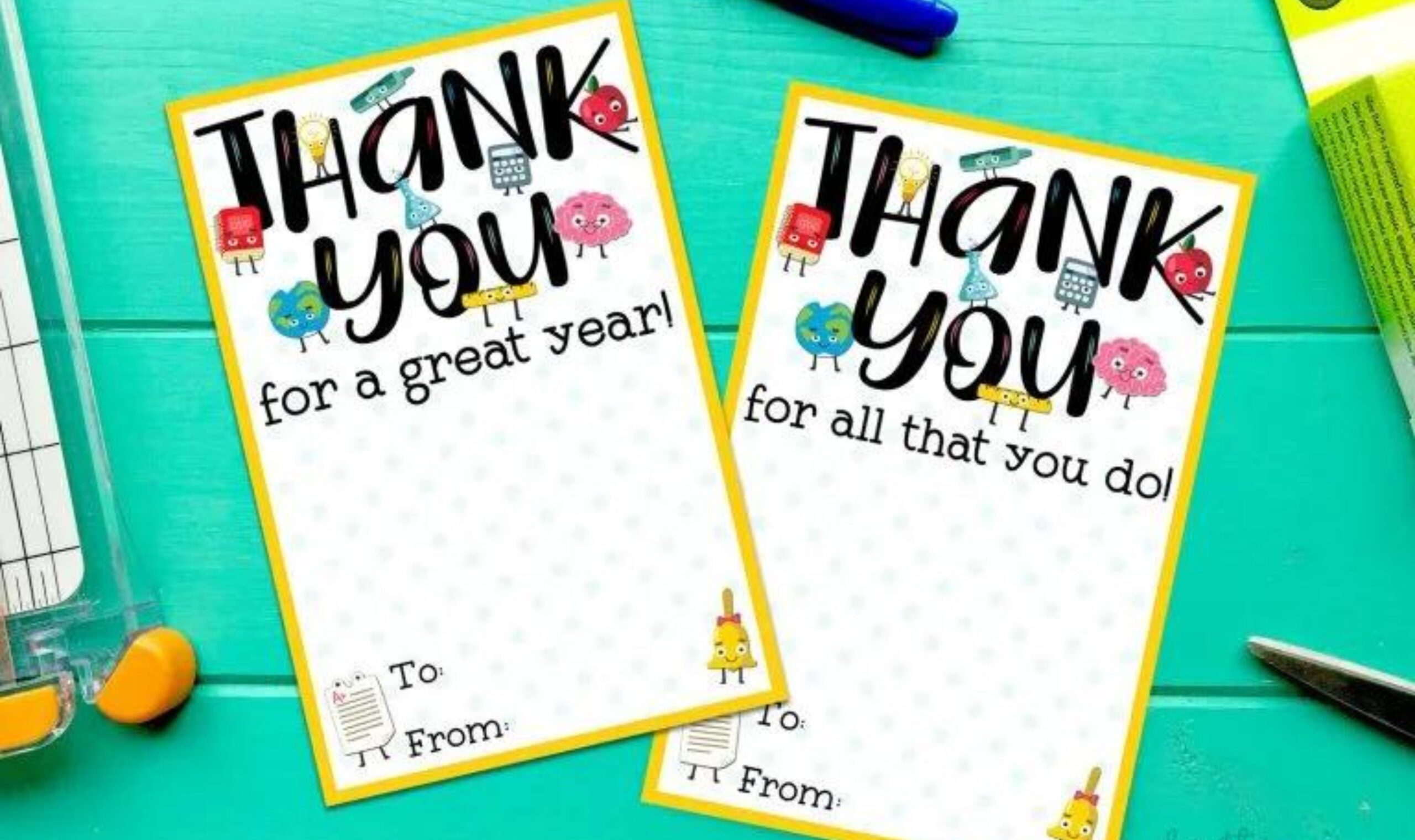 Image of thank you cards with little fluffy monsters on them